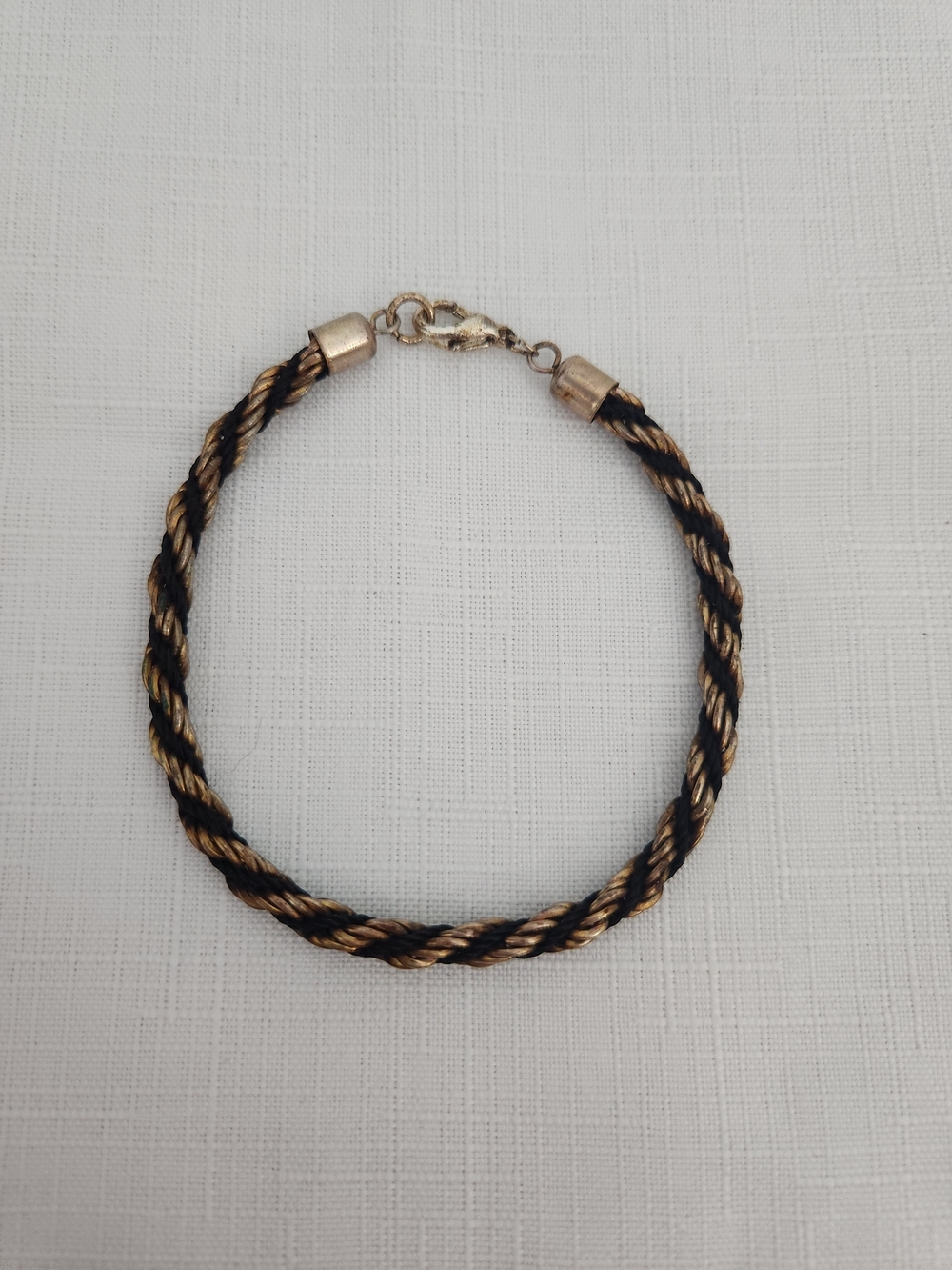 Trifari Vintage Braided Black & Gold Rope Bracelet